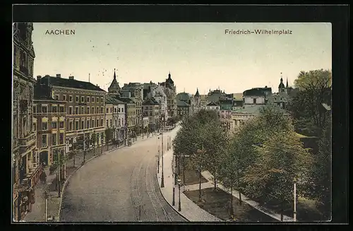AK Aachen, Friedrich-Wilhelmplatz mit Strassenpartie