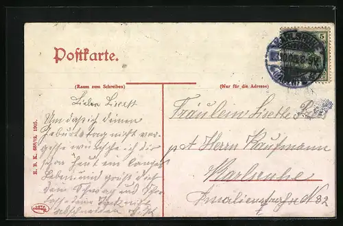 AK Karlsruhe, Kaiserstrasse mit Geschäften