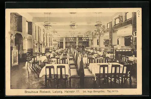 AK Leipzig, Gasthaus Brauhaus Riebeck, Innenansicht
