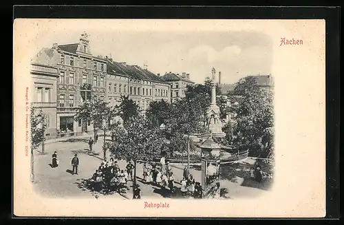 AK Aachen, Partie am Rehnplatz aus der Vogelschau