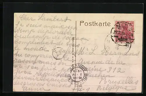 AK Aachen, Monheimsallee mit Strassenbahn