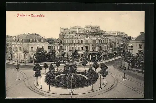 AK Aachen, Kaiserplatz mit Brunnen