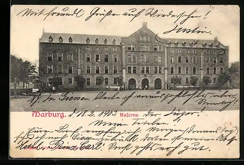 AK Marburg, Vorderseite der Kaserne