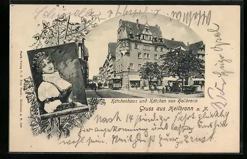 AK Heilbronn, Käthchenhaus mit Strassenbahn, Käthchen von Heilbronn