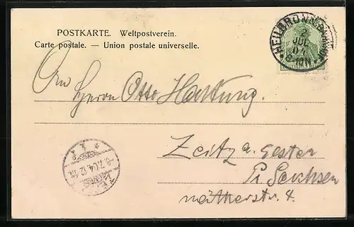 AK Heilbronn, Käthchenhaus mit Strassenbahn, Käthchen von Heilbronn