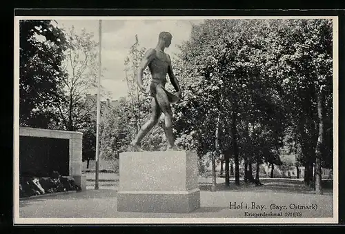 AK Hof, Blick auf das Kriegerdenkmal