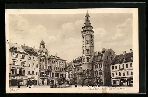 AK Gera, Rathaus und Marktplatz