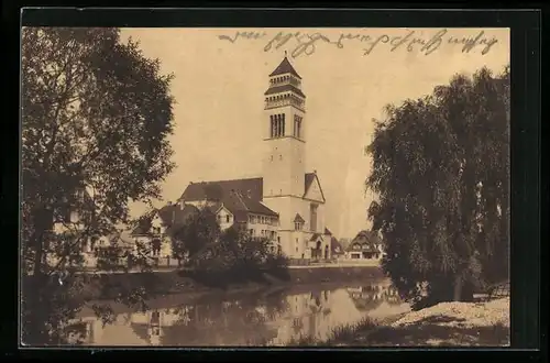 AK Kehl a. Rh., Neue kath. Kirche und Stadtweiher