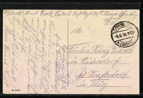 AK Offenburg i. B., Volksgarten mit Häuserblick