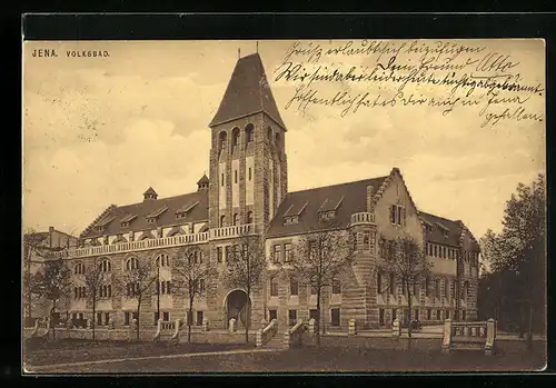 AK Jena, Volksbad, Gebäudeansicht