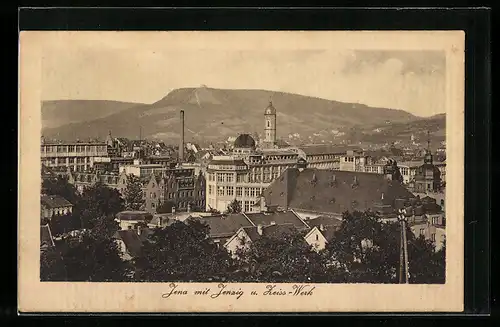 AK Jena, Ortsansicht mit Jenzig und Zeiss-Werk