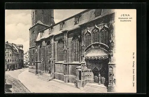 AK Jena, Kirchplatz mit Stadtkirche