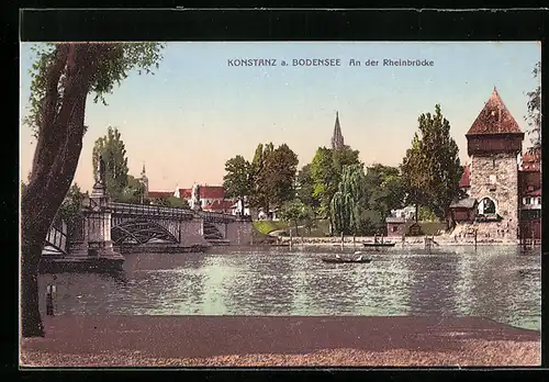 AK Konstanz /Bodensee, An der Rheinbrücke