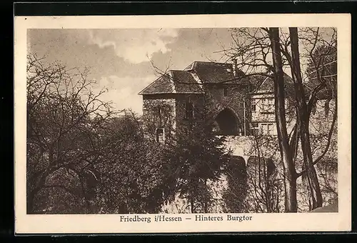 AK Friedberg i. H., Hinteres Burgtor aus der Vogelschau
