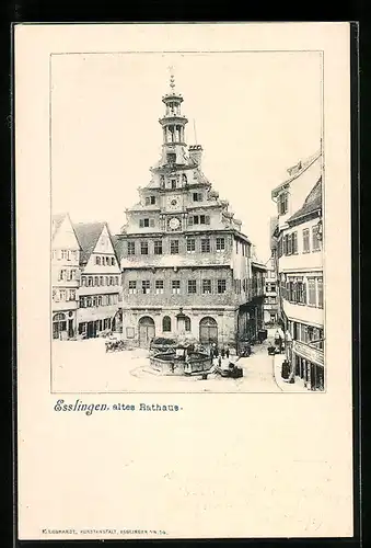 AK Esslingen, Altes Rathaus und Brunnen