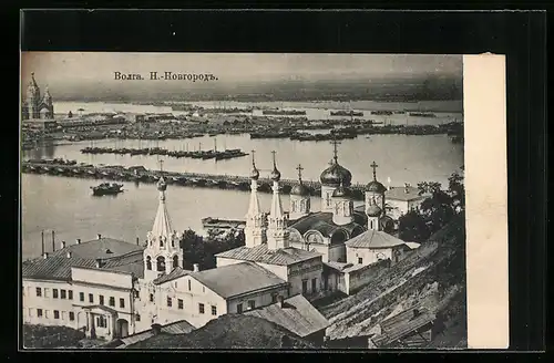 AK Nischni Nowgorod, Hafen mit Kirche