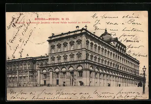 AK Moscou, Grand Palais Impérial au Kremlin