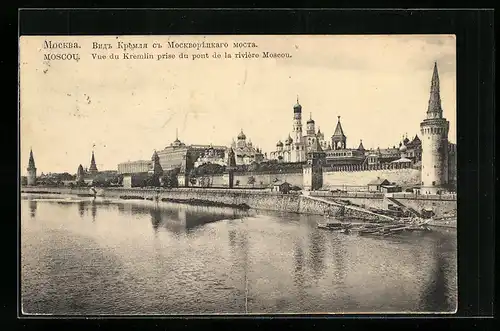 AK Moscou, Vue du Kremlin prise du pont de la riviere Moscou