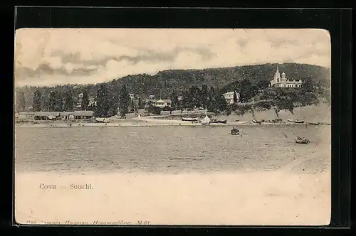 AK Sotschi, Panorama vom Wasser aus