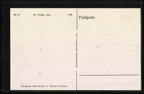 AK Brest-Litowsk, Partie an der zerstörten Markthalle