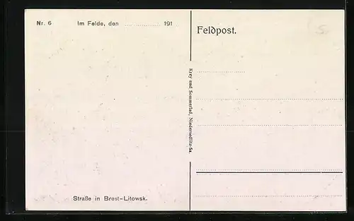 AK Brest-Litowsk, Strassenpartie mit Soldaten und Zivilisten