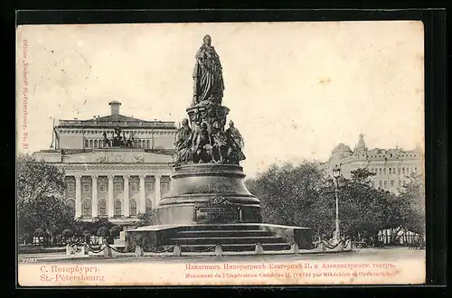 AK St. Pétersbourg, Monument de l`Impératrice Cathérine II.