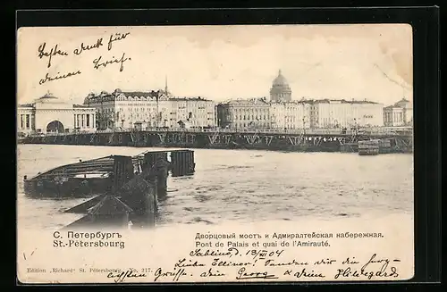 AK St. Pétersbourg, Pont de Palais et quai de l`Amirauté