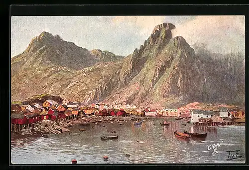 Künstler-AK Svolvaer, Gesamtansicht
