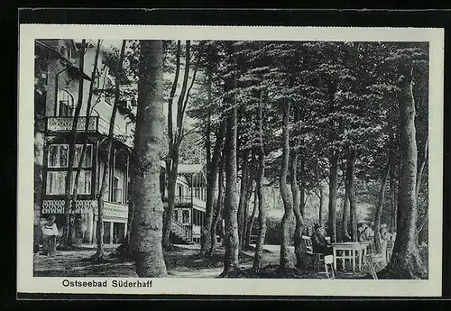 AK Süderhaff, Gebäudeansicht mit Garten