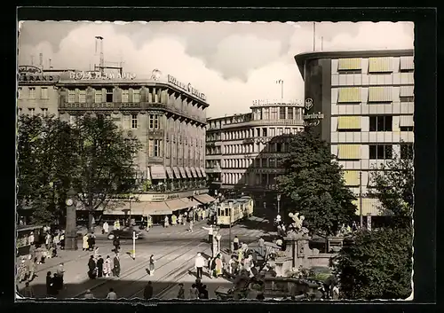 AK Düsseldorf, Corneliusplatz mit Strassenbahn