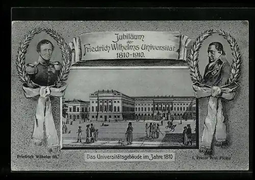 AK Berlin, Jubiläum der Friedrich-Wilhelms-Universität 1910, Fichte und Friedrich Wilhelm III.