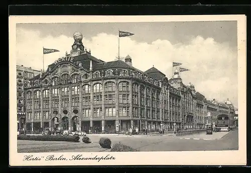 AK Berlin, Alexanderplatz, Ansicht vom Hertie-Kaufhaus