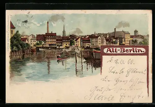 Lithographie Berlin, Ansicht aus Alt-Berlin