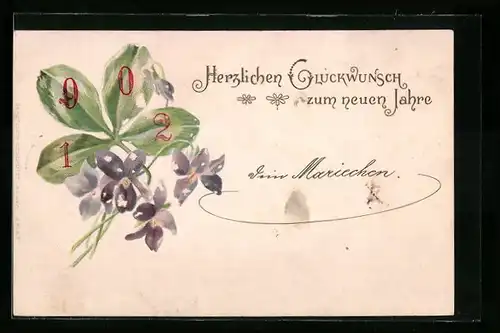 AK Jahreszahl 1902 mit Kleeblatt