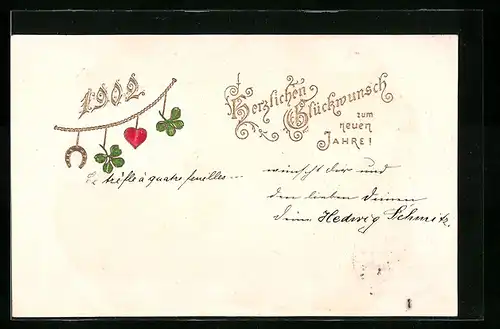 AK Jahreszahl 1902 mit Glücksbringern