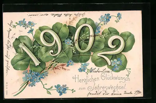 AK Jahreszahl 1902 auf Klee