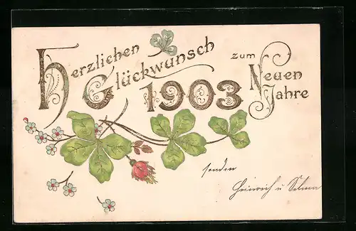 AK Jahreszahl 1903 mit Kleeblatt-Motiv