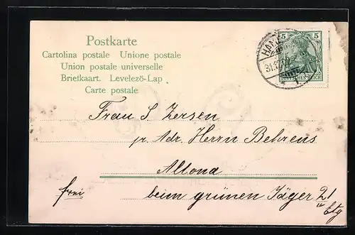 AK Jahreszahl 1903 mit Herz aus Kleeblättern