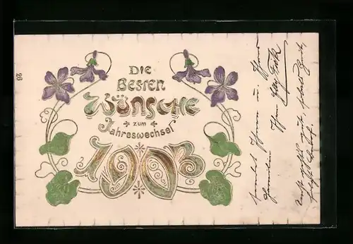AK Jahreszahl 1903 mit Veilchen-Ranken
