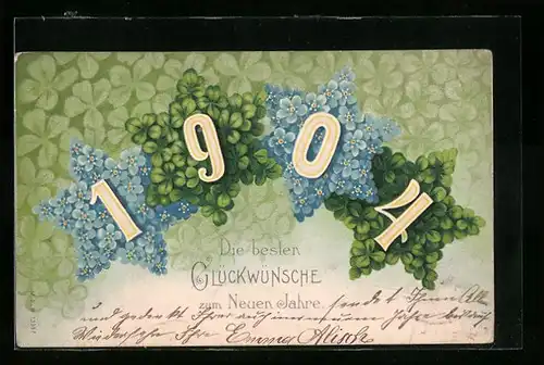 AK Jahreszahl 1904 mit Sternen aus Kleeblättern