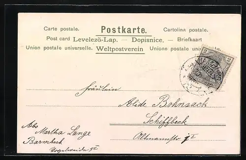 AK Jahreszahl 1902 mit Kleeblatt und Vergissmeinnicht