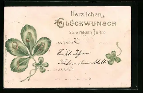 AK Jahreszahl 1902 mit Kleeblättern