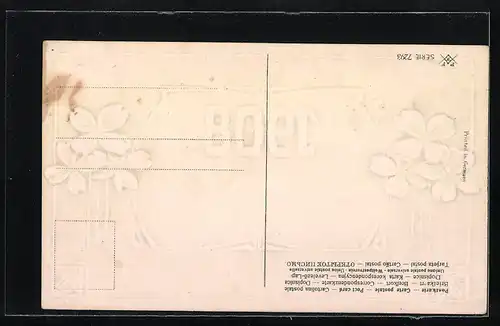 Präge-AK Jahreszahl 1908 mit Kleeblättern