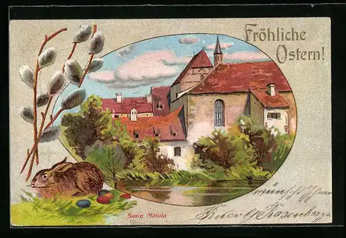 AK Osterhase im Grünen, Uferpartie