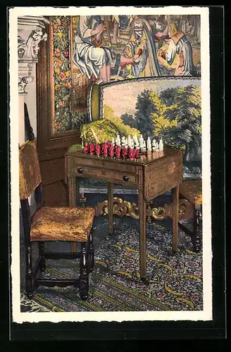 AK Napoleon`s Chess Men and Table, Brettspiel, Schach