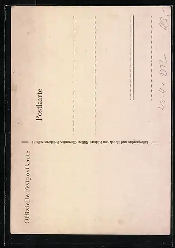 Künstler-AK Chemnitz, 5. Landes-Turnfest der Sächsischen Turnerschaft 1930, Rathaus