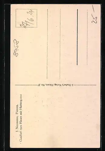 Künstler-AK Füssen, Strassenpartie mit Gasthof zum Hasen und Hutergasse