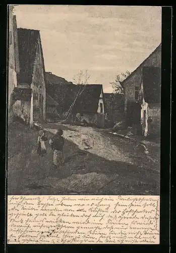 Künstler-AK Hegensberg, Ortspartie