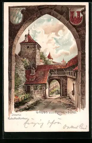 Lithographie Rothenburg, Inneres Koboltzellerthor