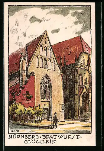 Steindruck-AK Nürnberg, Gasthaus Bratwurstglöcklein